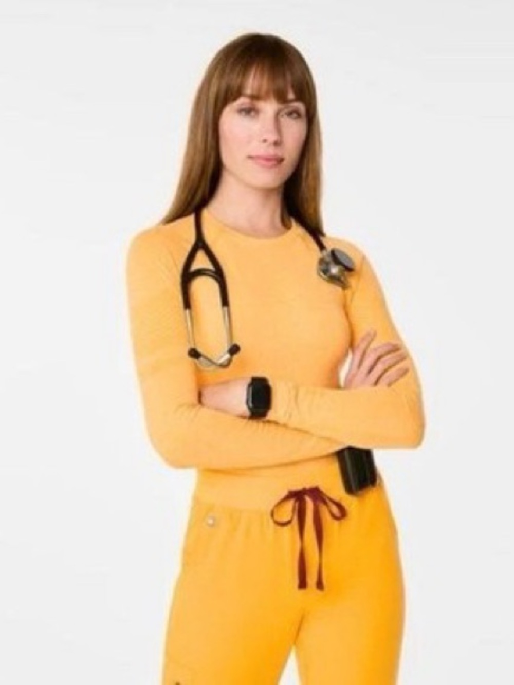FIGS Salta Seamless Long-Sleeve Underscrub in Emergency Yellow